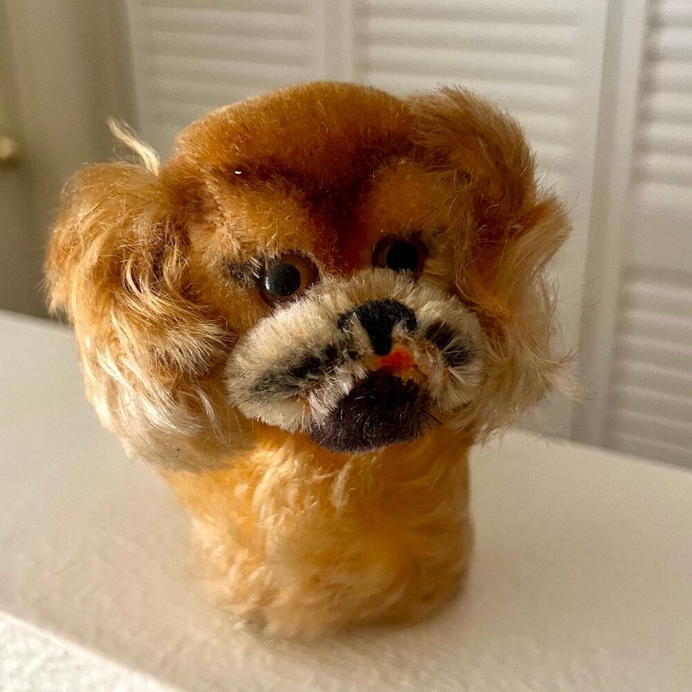 Vintage 1950s Steiff Pekingese "Peky" Dog – With Button – Rare Find
